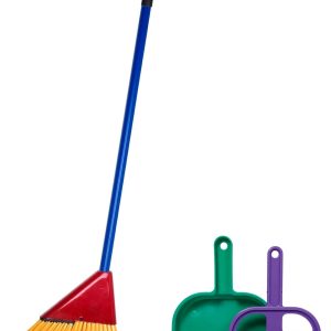 Schylling Children's Broom Set - Kids Pretend Play Cleaning Kit - Includes Broom. Dustpan. and Brush - Ages 3 and Up
