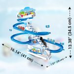 ARSUK Penguin Race Game Toy Playful Musical Roller Coaster Track Playset with Music & LED Flashing Lights On/Off Button for Toddlers and Kids Gift