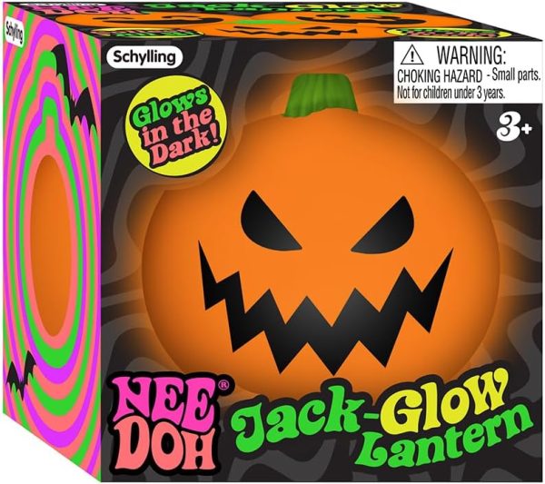 Schylling NeeDoh Jack Glow Lantern - Halloween Squeeze Toy - Assorted Designs - Ages 3 to Adult (Pack of 1)