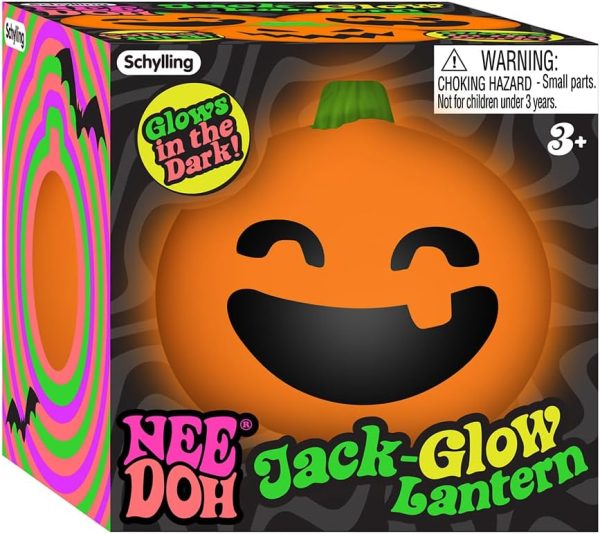 Schylling NeeDoh Jack Glow Lantern - Halloween Squeeze Toy - Assorted Designs - Ages 3 to Adult (Pack of 1)