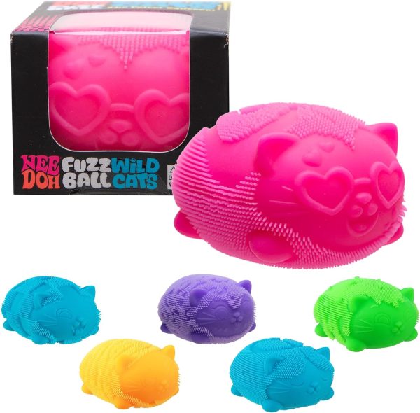 Schylling Needoh Wild Cats Fuzz Ball - Sensory Squeeze Toy - Colors May Vary